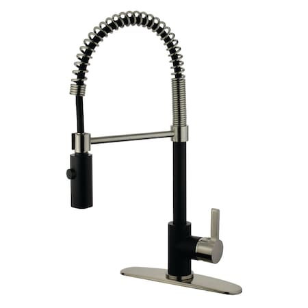 Gourmetier LS8779CTL Continental Single-Handle Pre-Rinse Kitchen Faucet, Blk/Nkl LS8779CTL